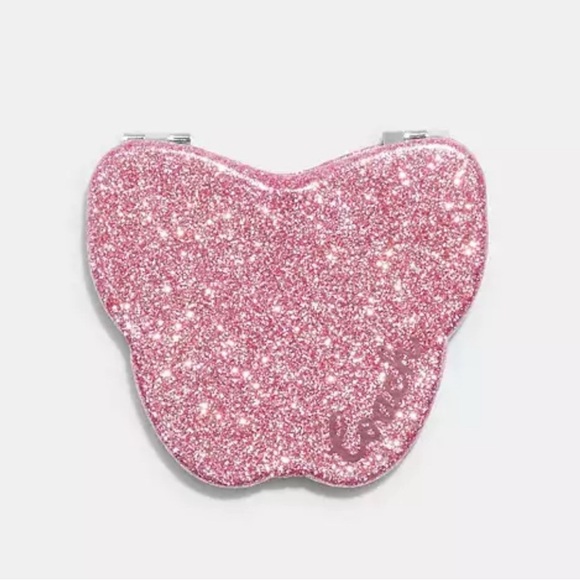 Pink Glitter Butterfly Compact Mirror - Women Accessories - Picture 2 of 5
